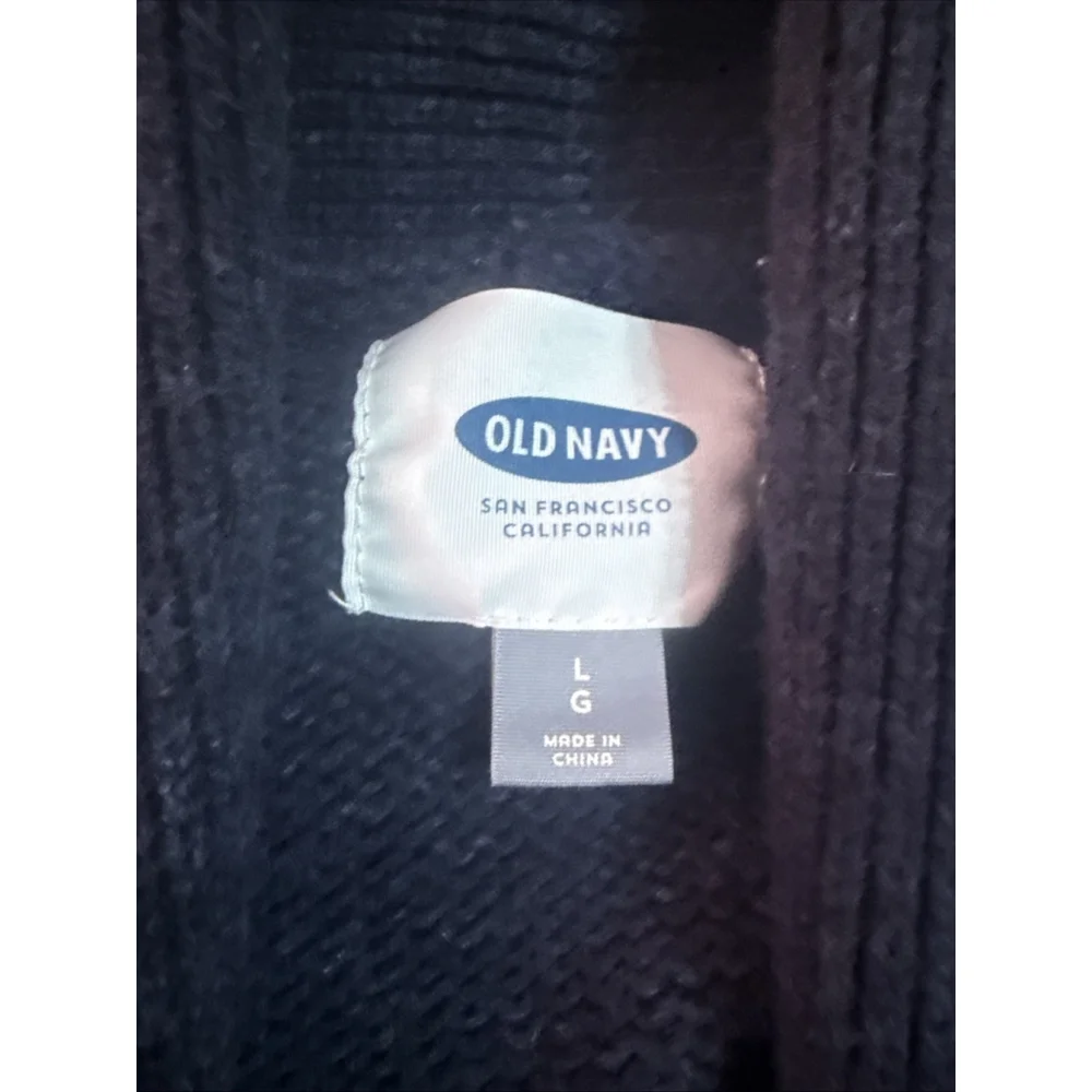 Old Navy Cardigan Sweater Mens Large Navy Button Front Knit Grandpa